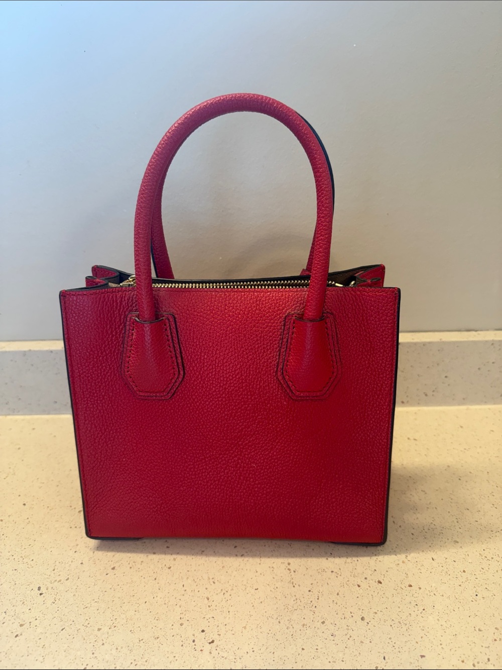 Michael Kors Red Pebbled Leather Small Satchel - Picture 2 of 4